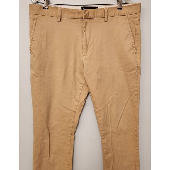 Combatant Gentlemen Pants‎ Flat Front Straight Chinos 36X32 Tan Slim Fit - Picture 2 of 8